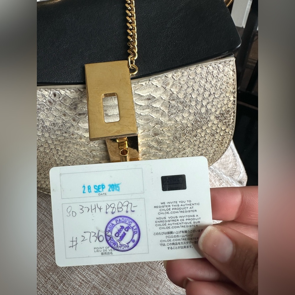 Chloe Mini Drew Crossbody - Black Python Embossed - image 3